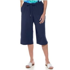 Coolibar Pants Womens Small Blue Cortona Culotte Wide Leg Crop Sun Protection
